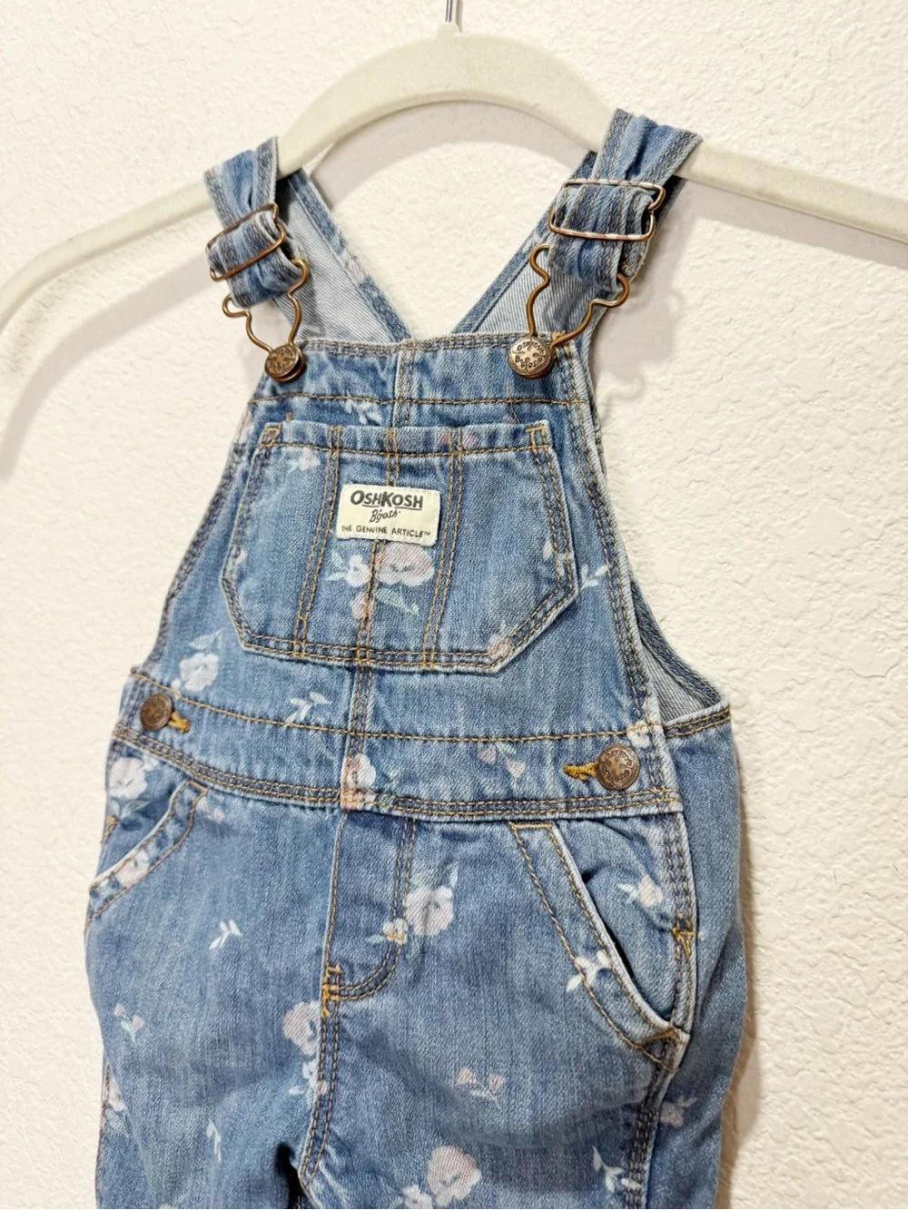 Oshkosh Vestbak Floral Denim Overalls 9-12 months